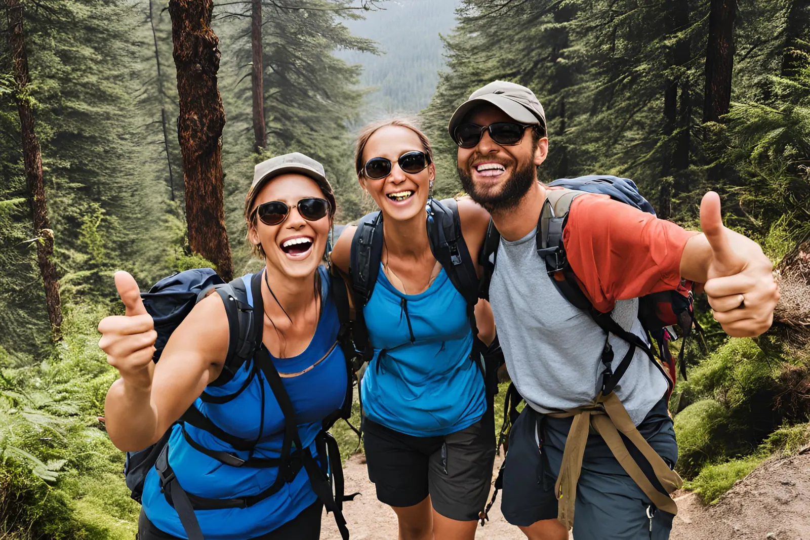 Three friends smiling on a private Lycian Way hike
